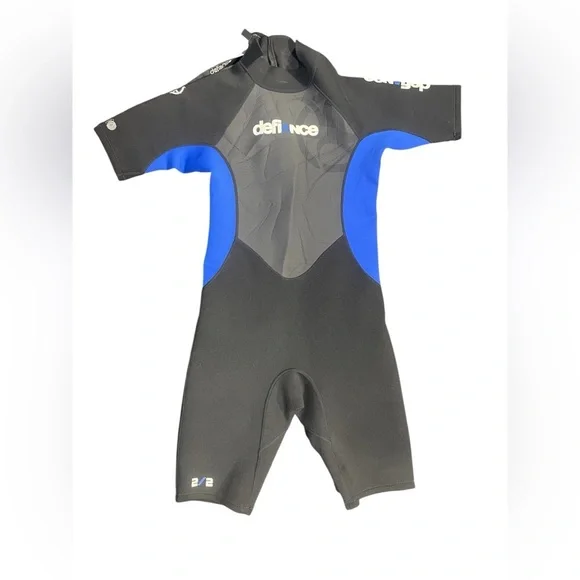 Defiance Neoprene Black & Blue Shorty Style Wetsuit Men’s EUC - Picture 2 of 14